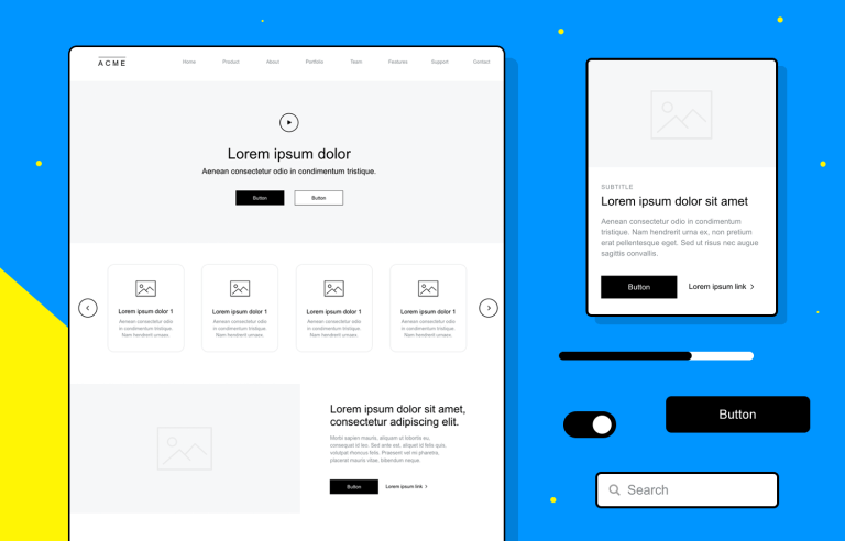 Wireframe tool UI library for web wireframes