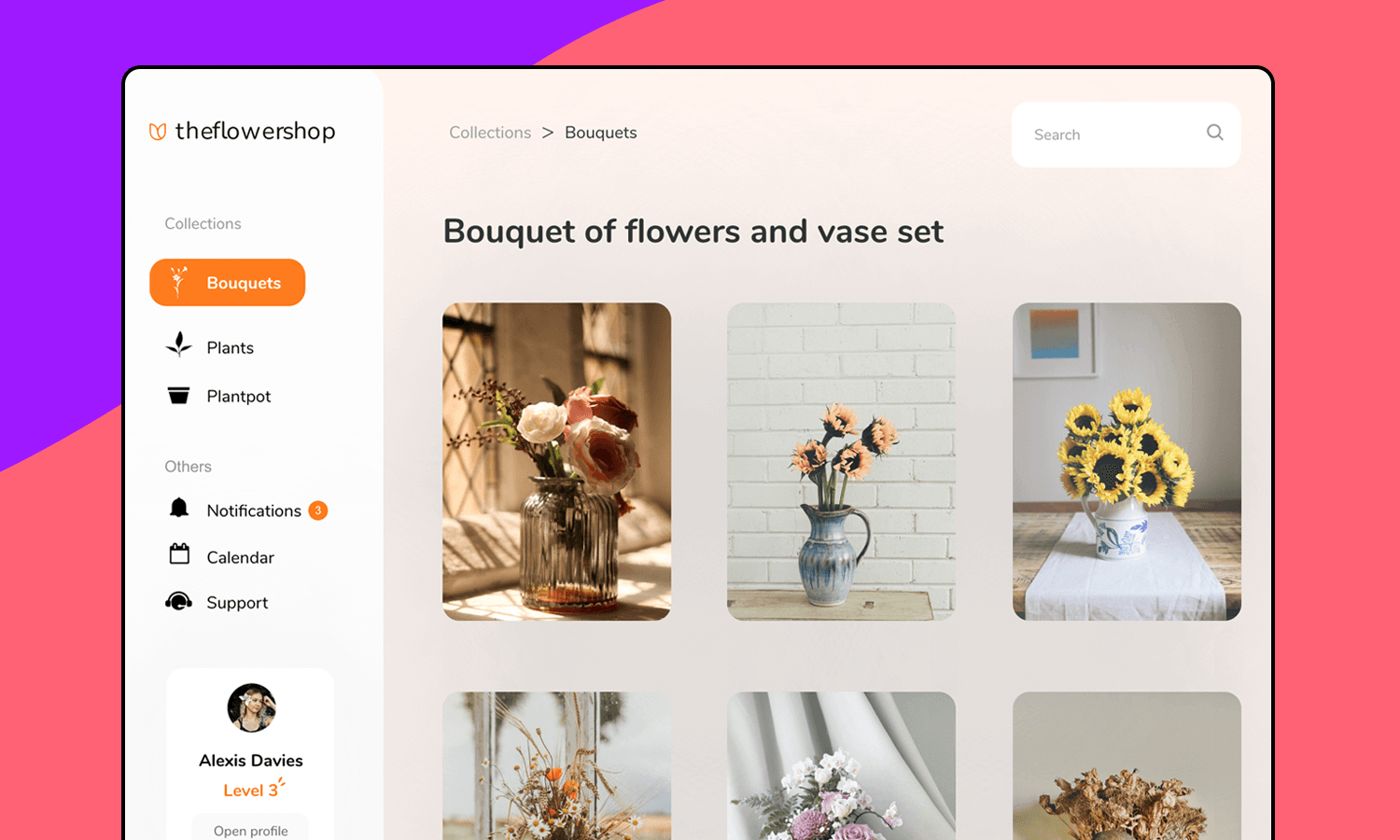 online flower shop web app design template