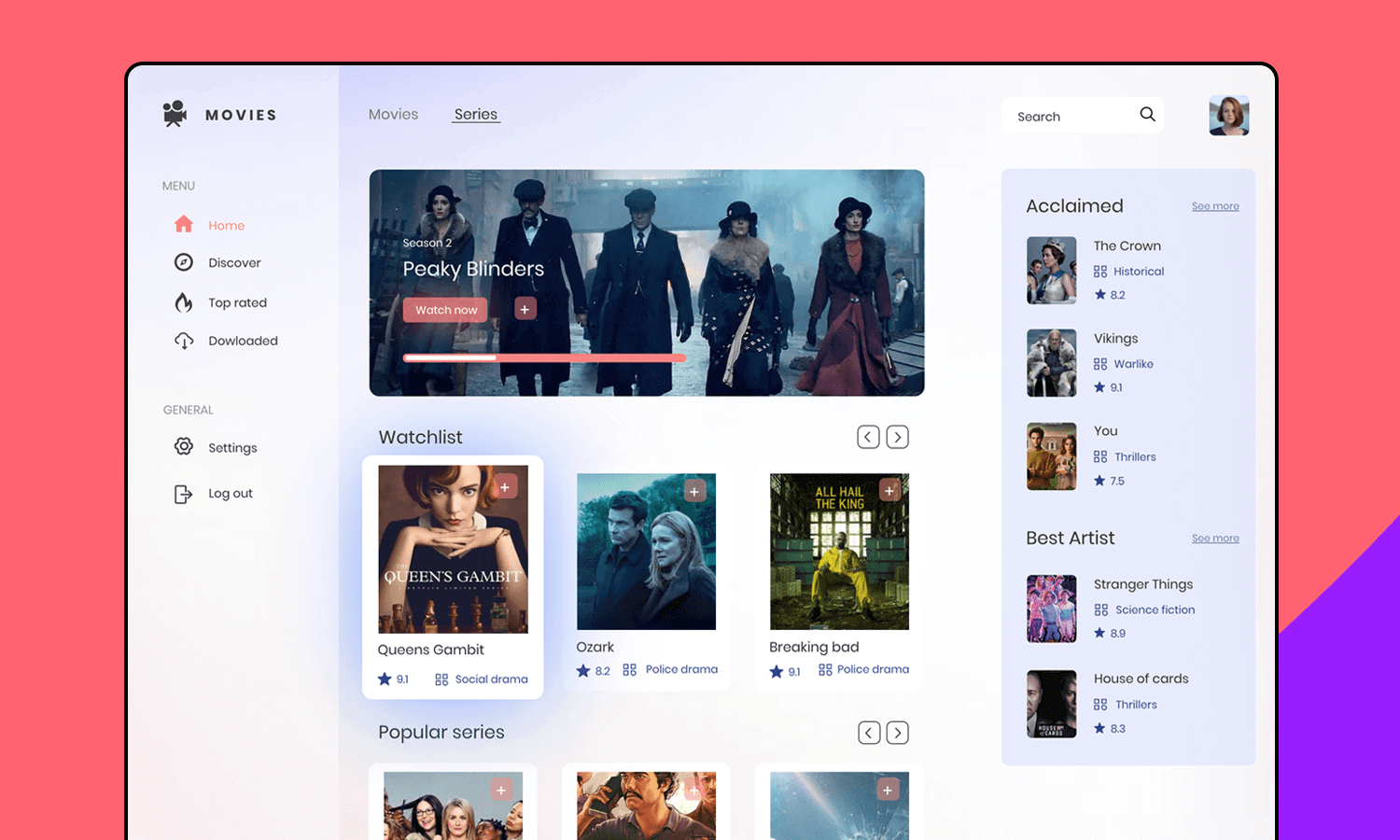 Video streaming we app template example