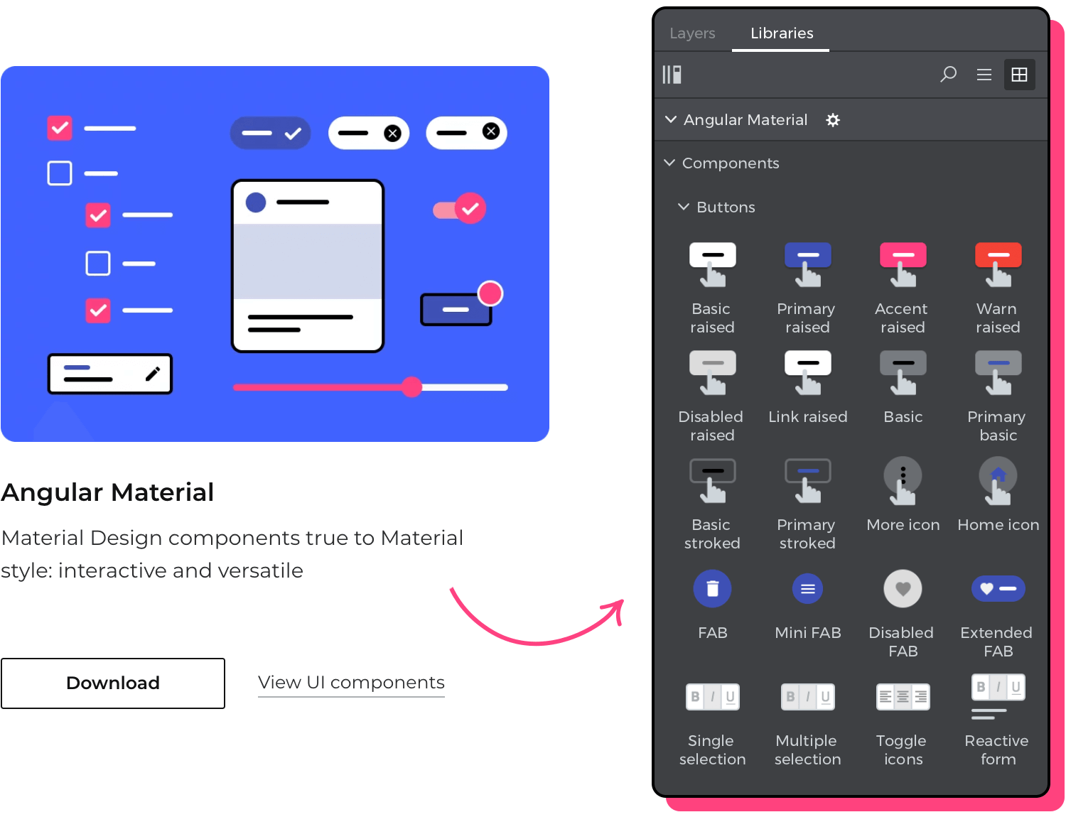 Free Angular Material UI library to design modern web apps - Justinmind