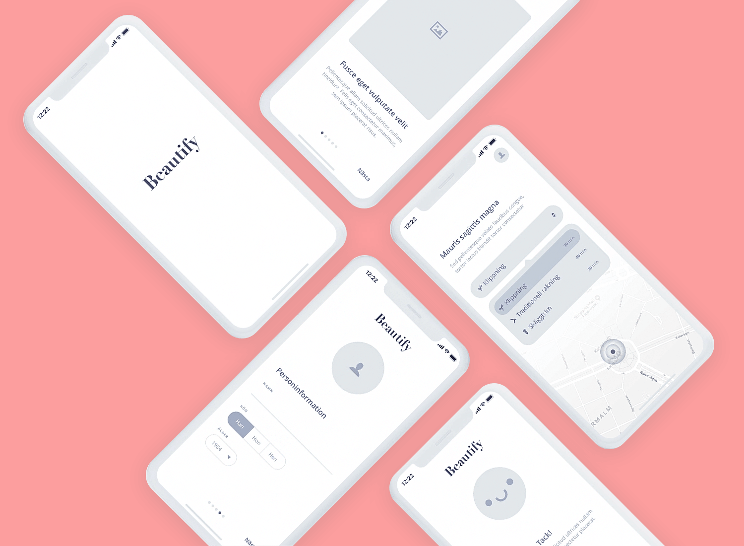 beauty mobile app wireframe example