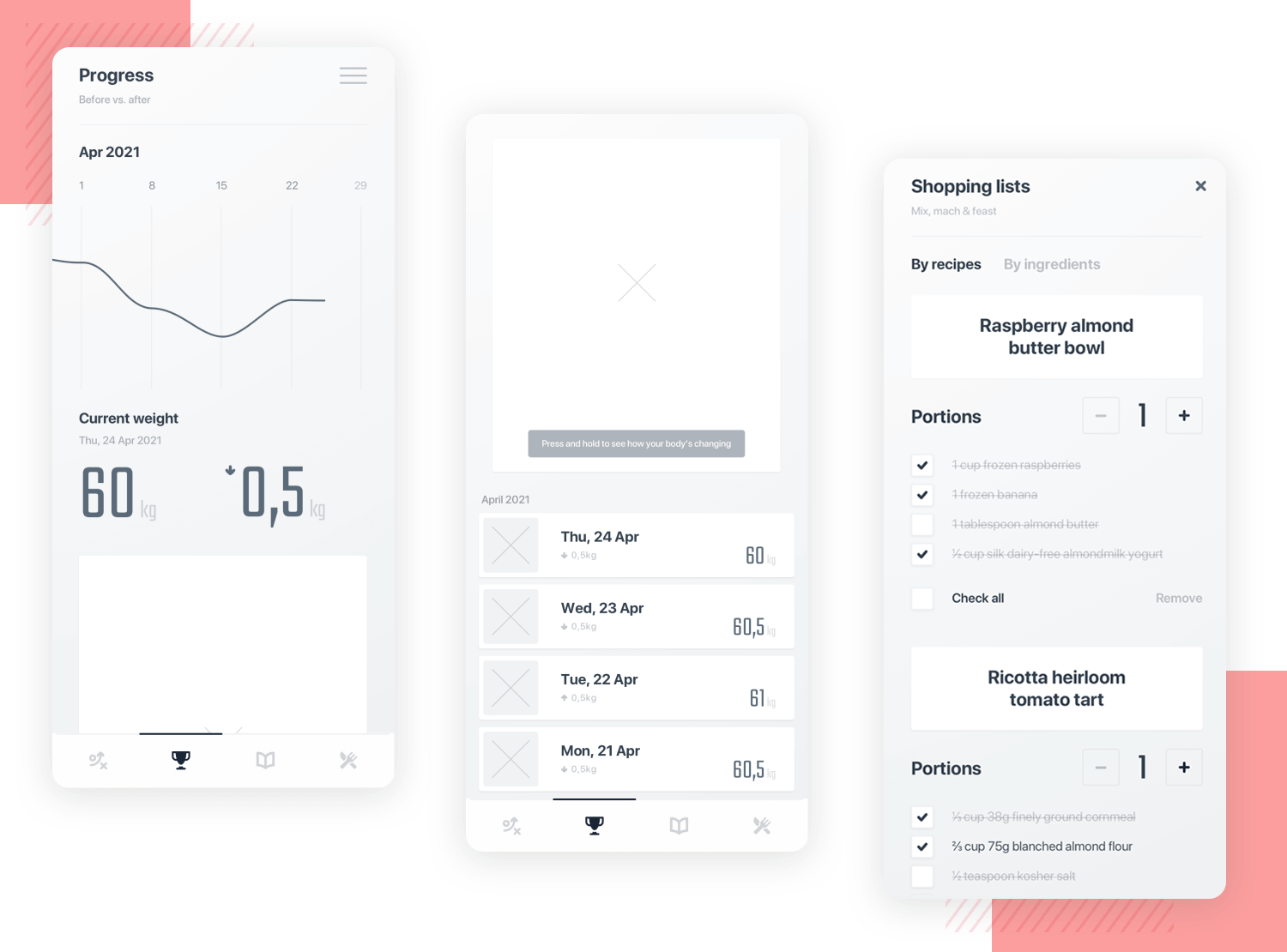 health tracking app wireframe example