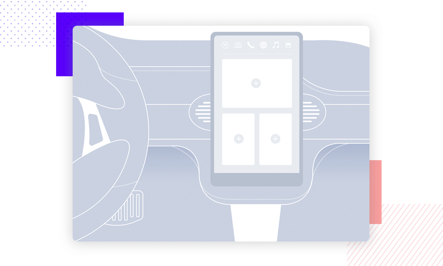 smart car UI dashboard wireframe