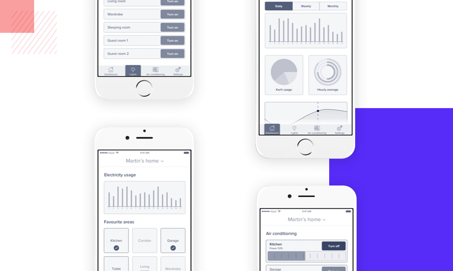 smart home app wireframe example