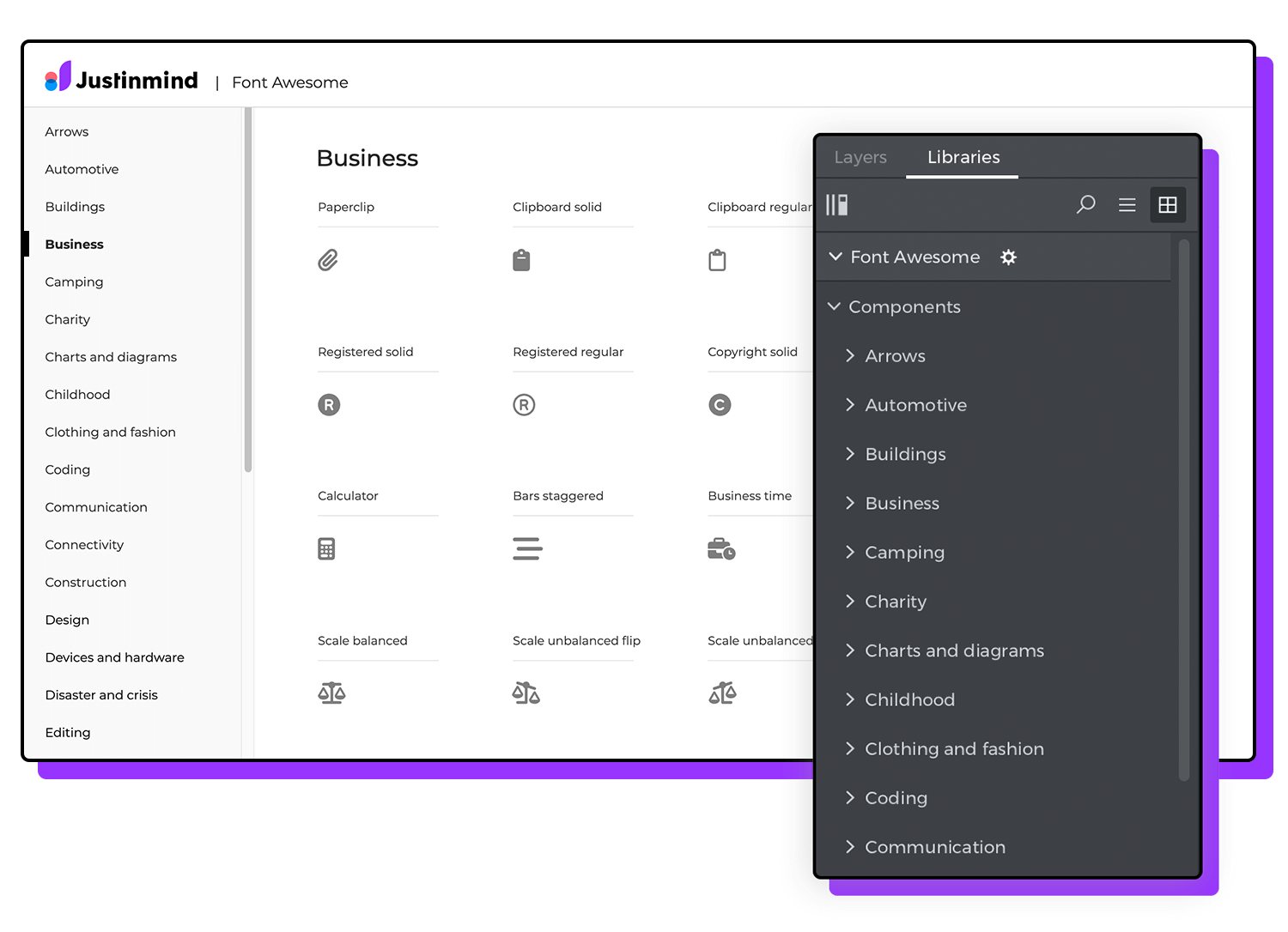 Font Awesome UI library categories