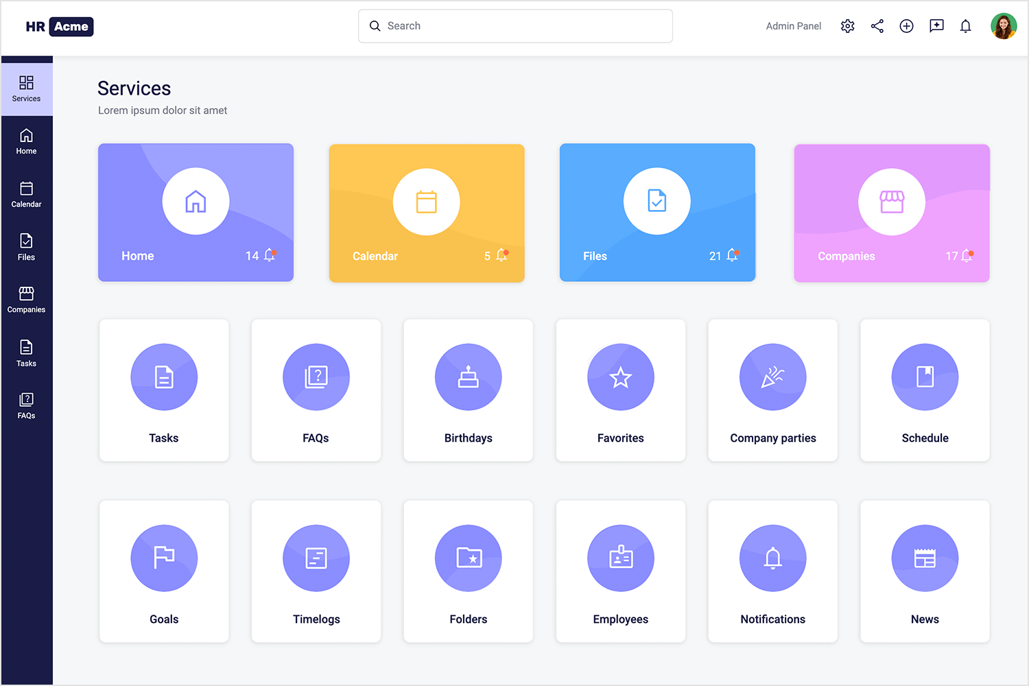 dashboard examples angular hr