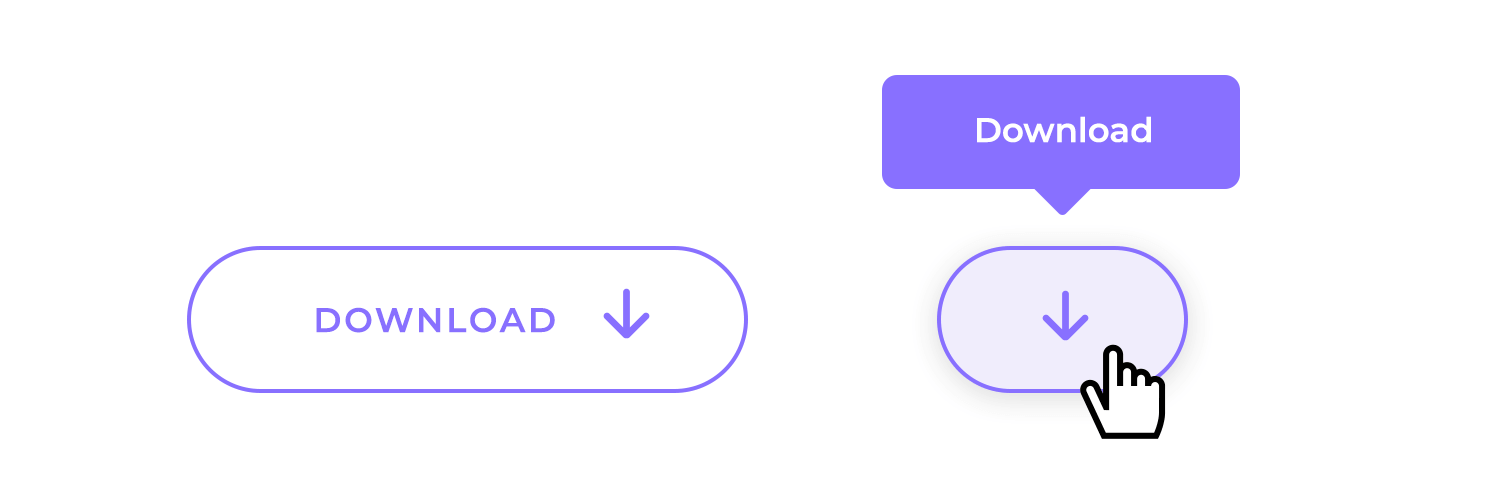 Download button with hover state effect, showing an icon and text interaction.