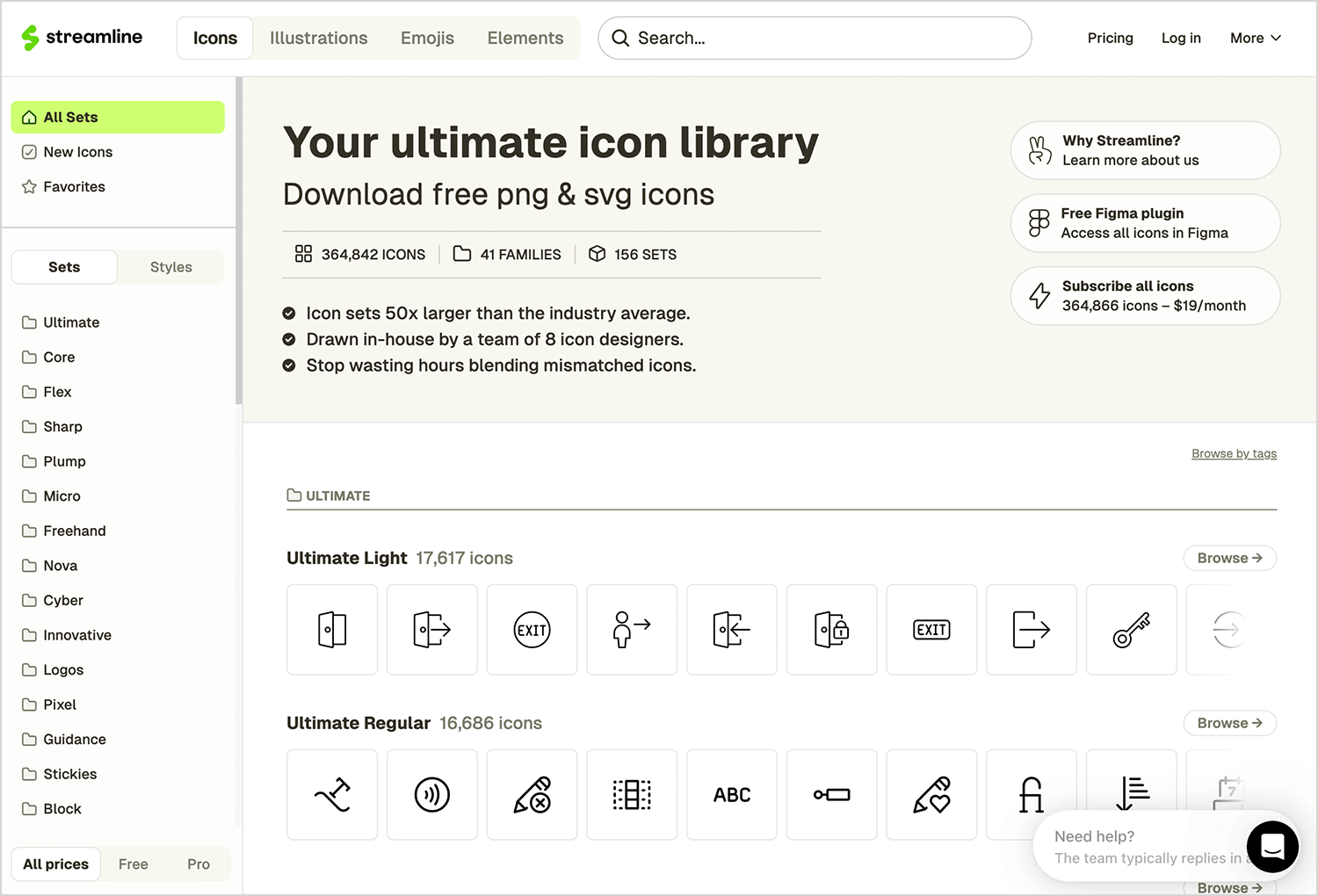 Streamline icons library for web and apps