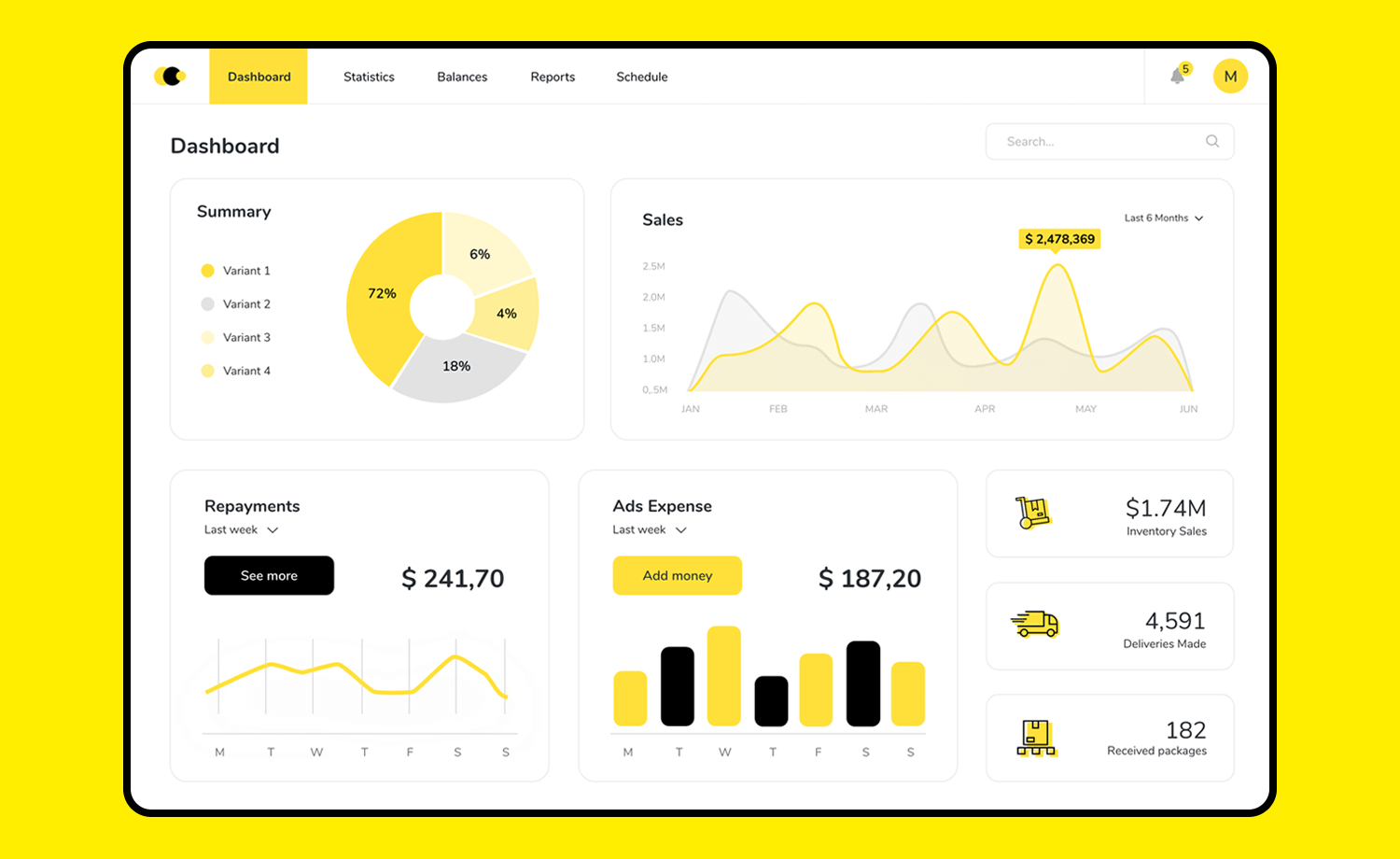 website example horizontal navigation dashboard