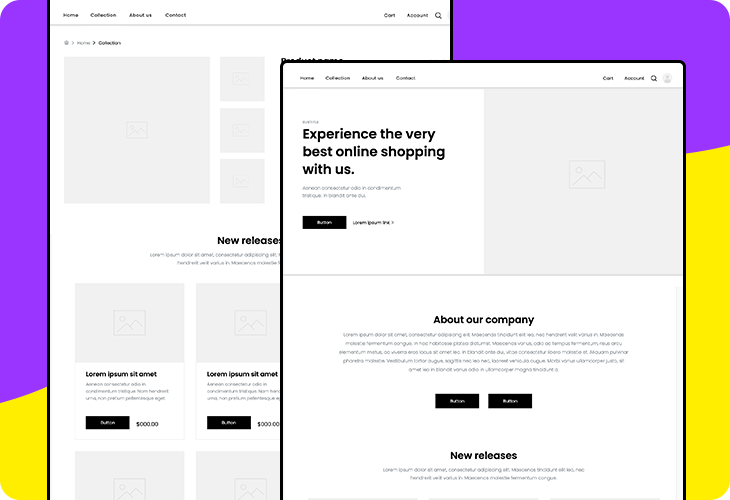 Wireframe web shop template