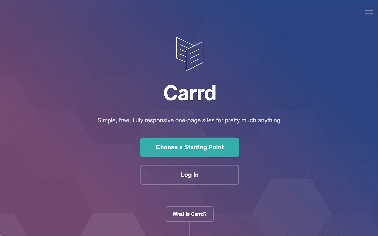 Carrd website platform for creating responsive one-page sites