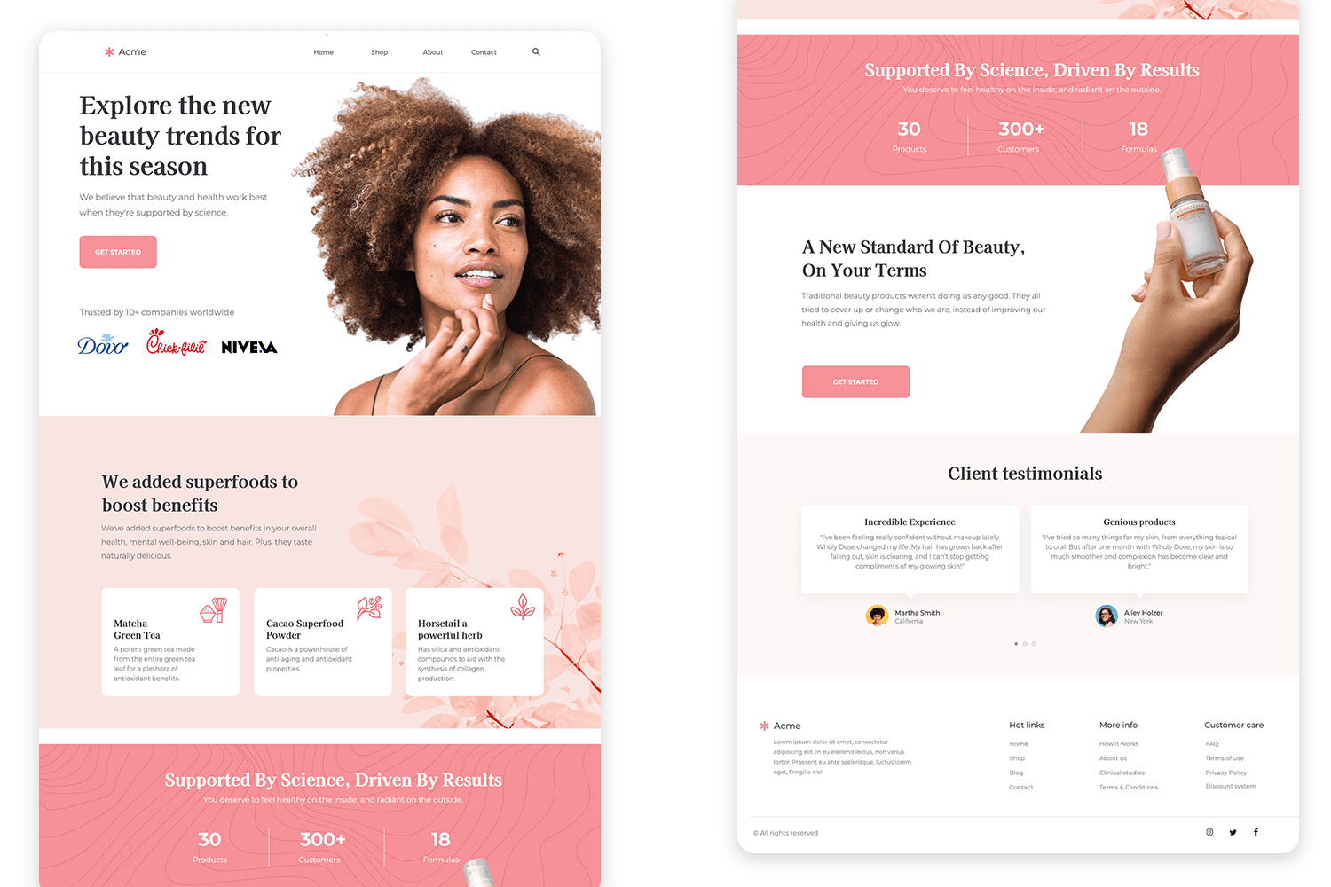 one page websites template beauty