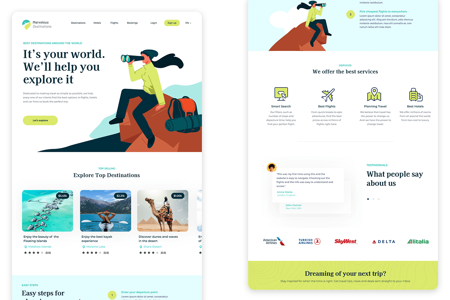 one page websites template travel web