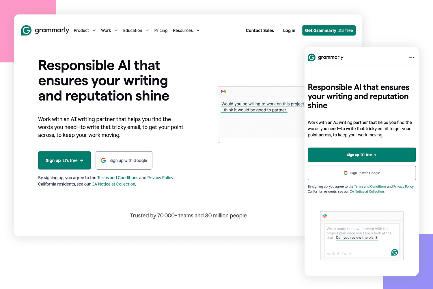 responsive website examples grammarly