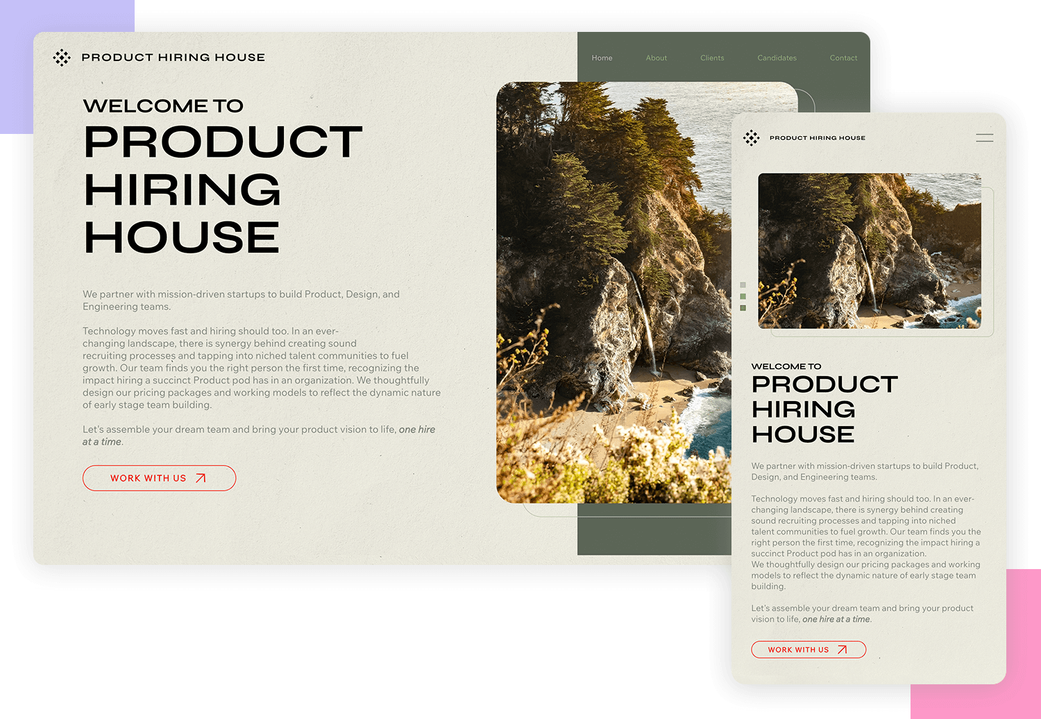 responsive website examples product hiring house