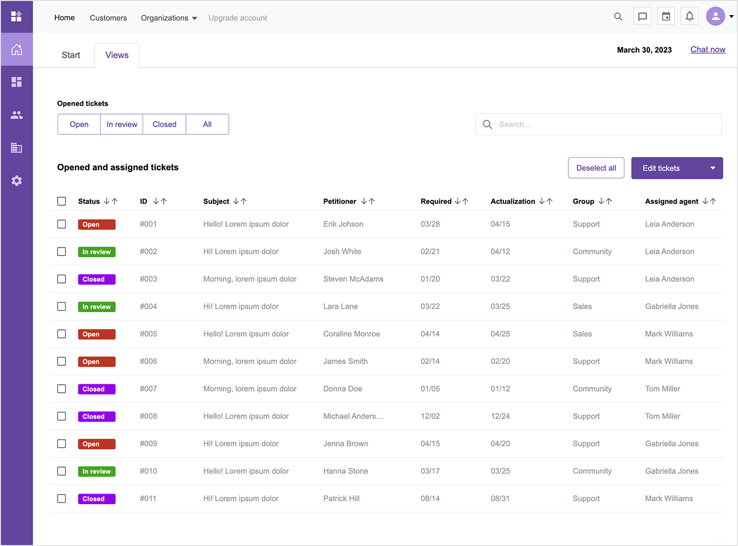 list design bootstrap help desk