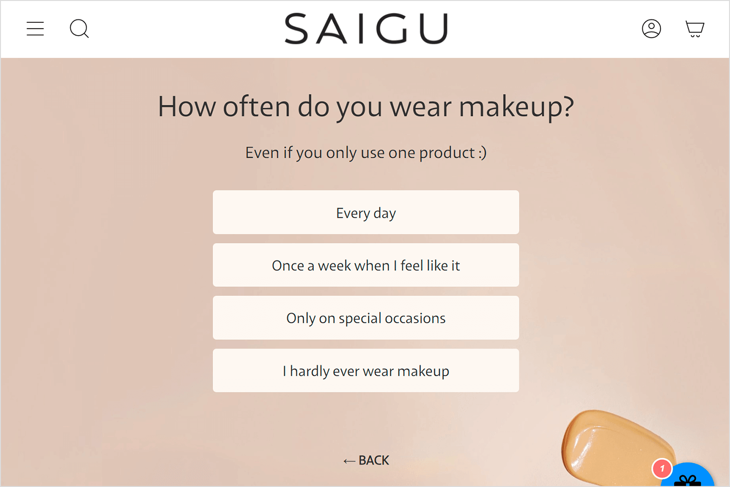 Saigu survey asking about makeup usage frequency