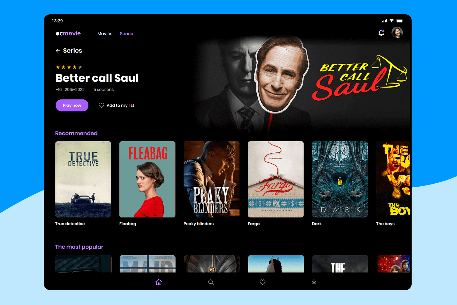 ui design examples streaming tablet