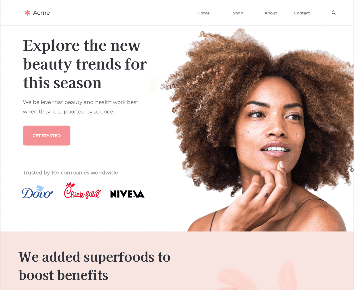 website background examples beauty