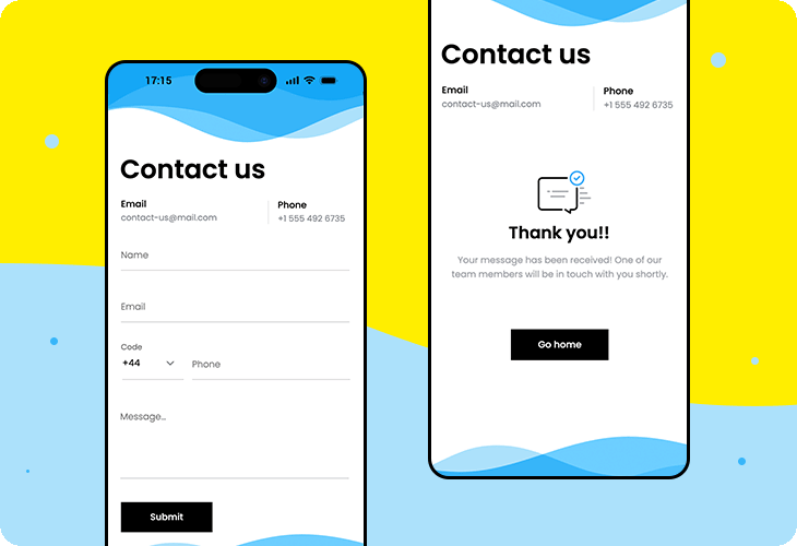 Modern mobile contact form design