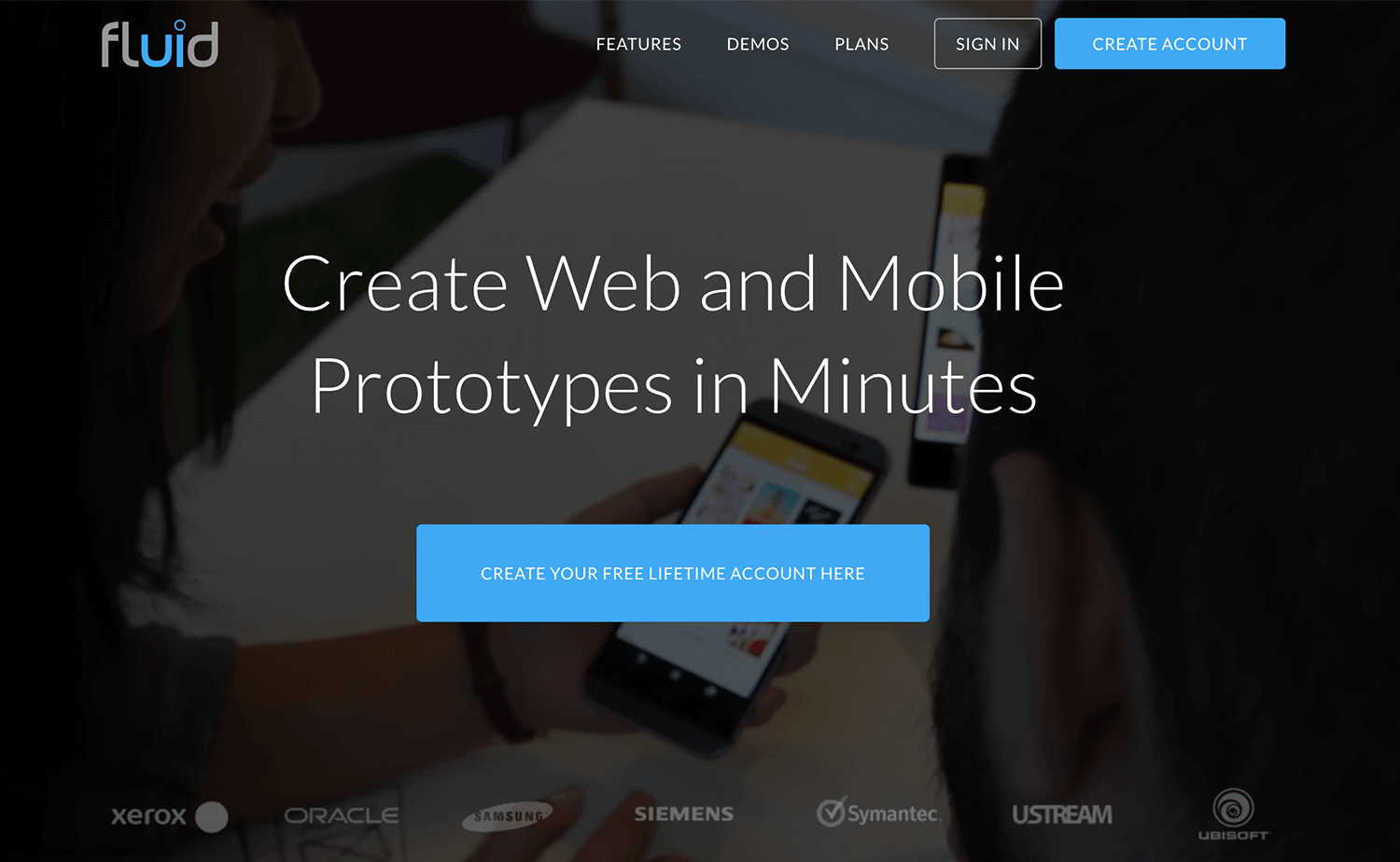 Fluid UI prototyping platform for web and mobile app designs with collaboration features