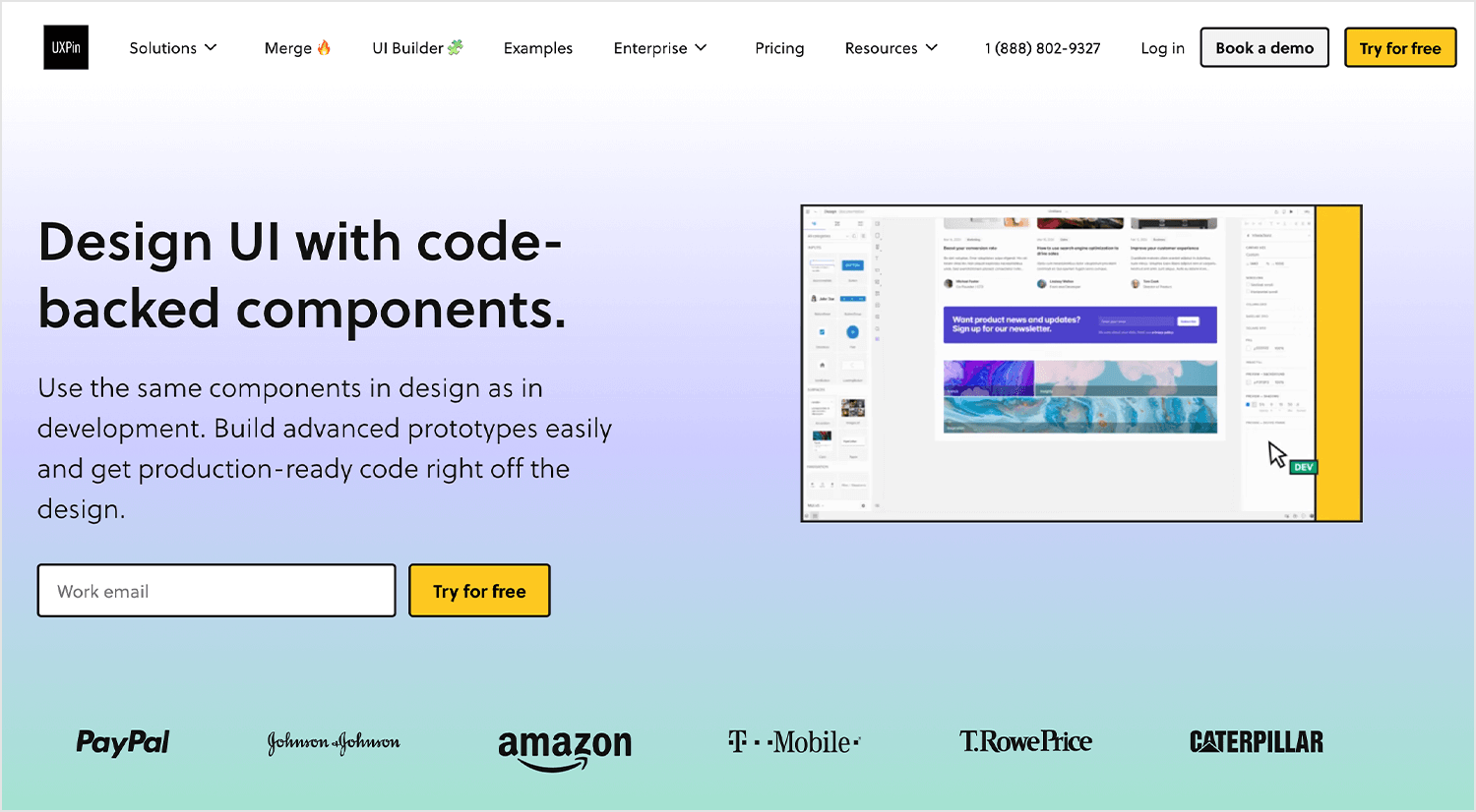 UXPin design tool combining code-backed components for interactive UX and UI projects.