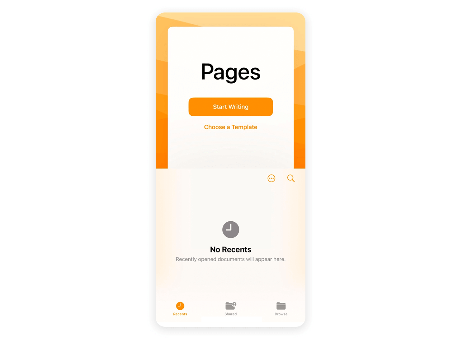 Pages app interface with a welcoming design and smooth mobile UI animation