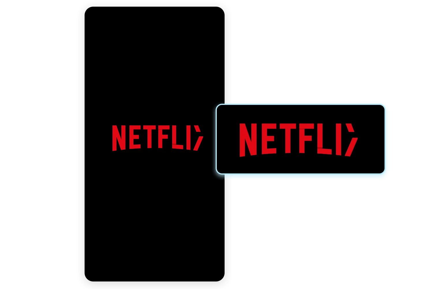 Netflix mobile UI animation showcasing the logo transition on a black background