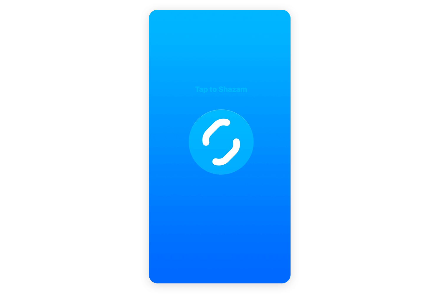 Shazam app splash screen featuring a sleek mobile UI animation