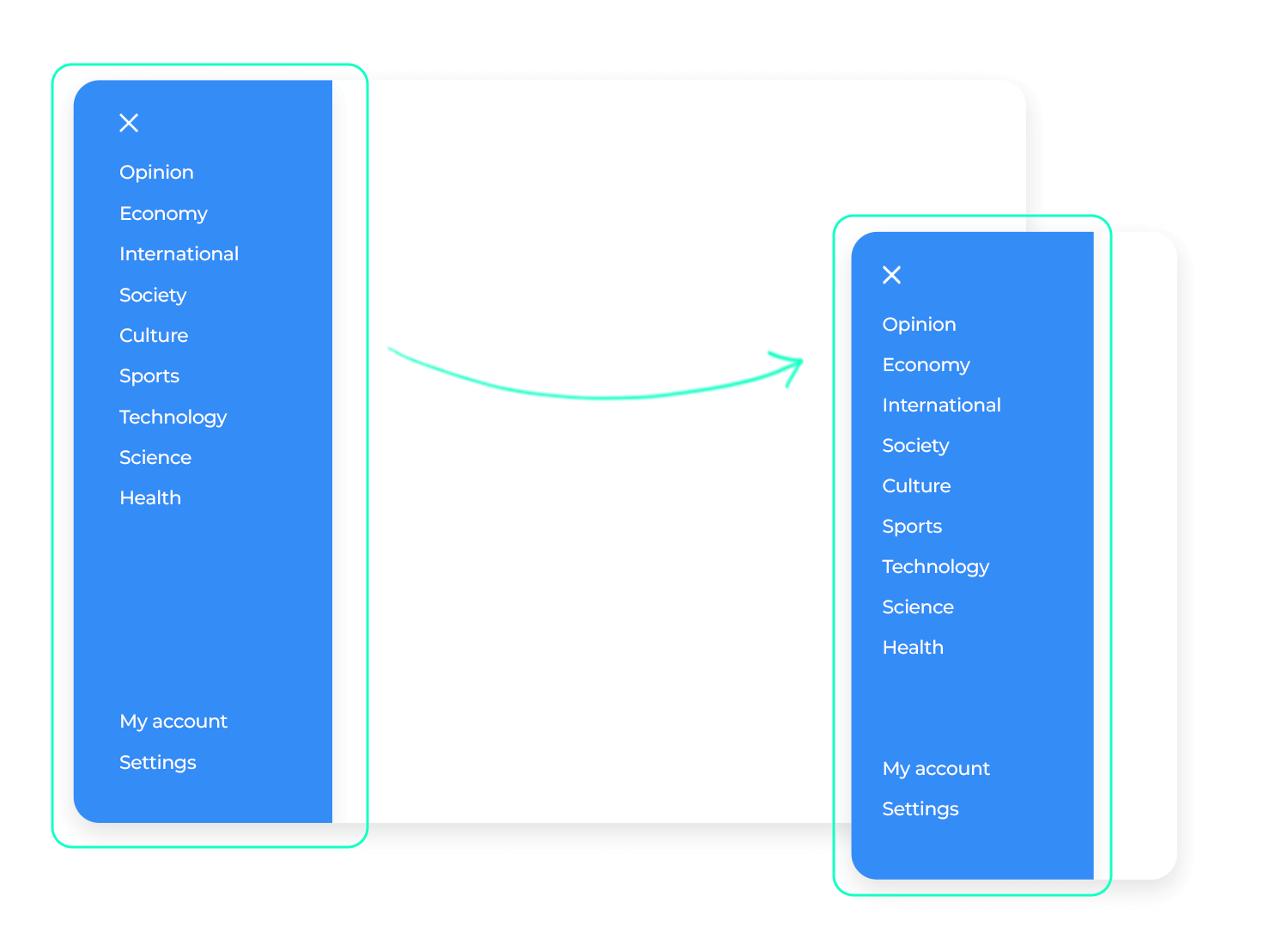 slide menu design different screens