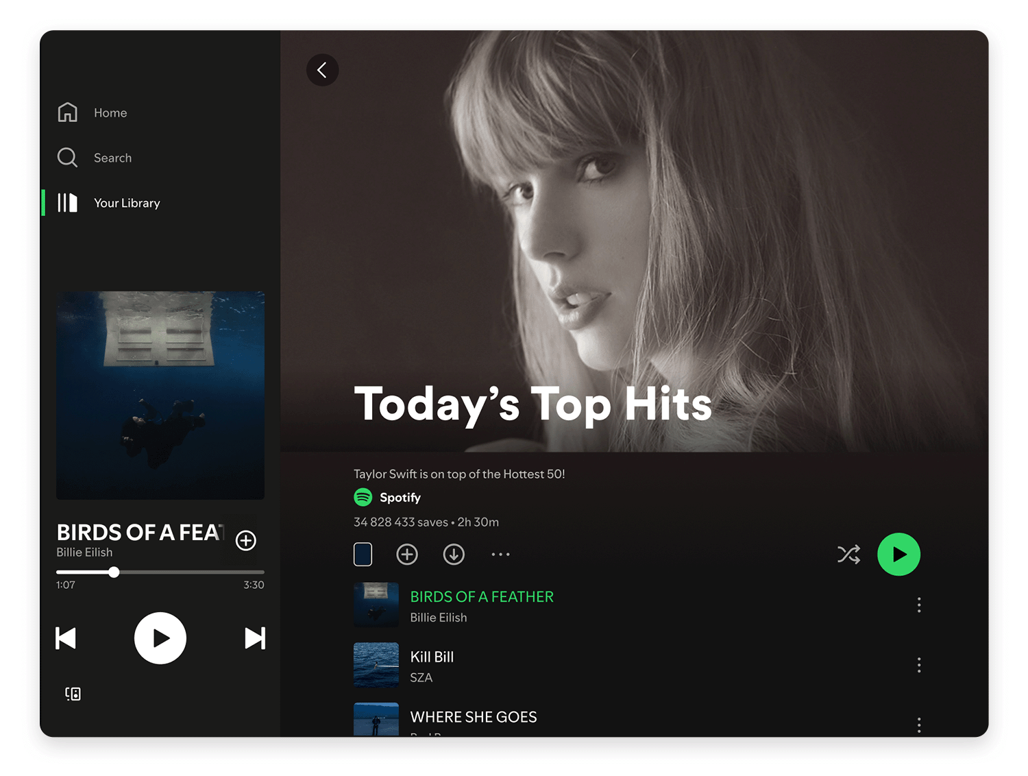 slide menu example spotify