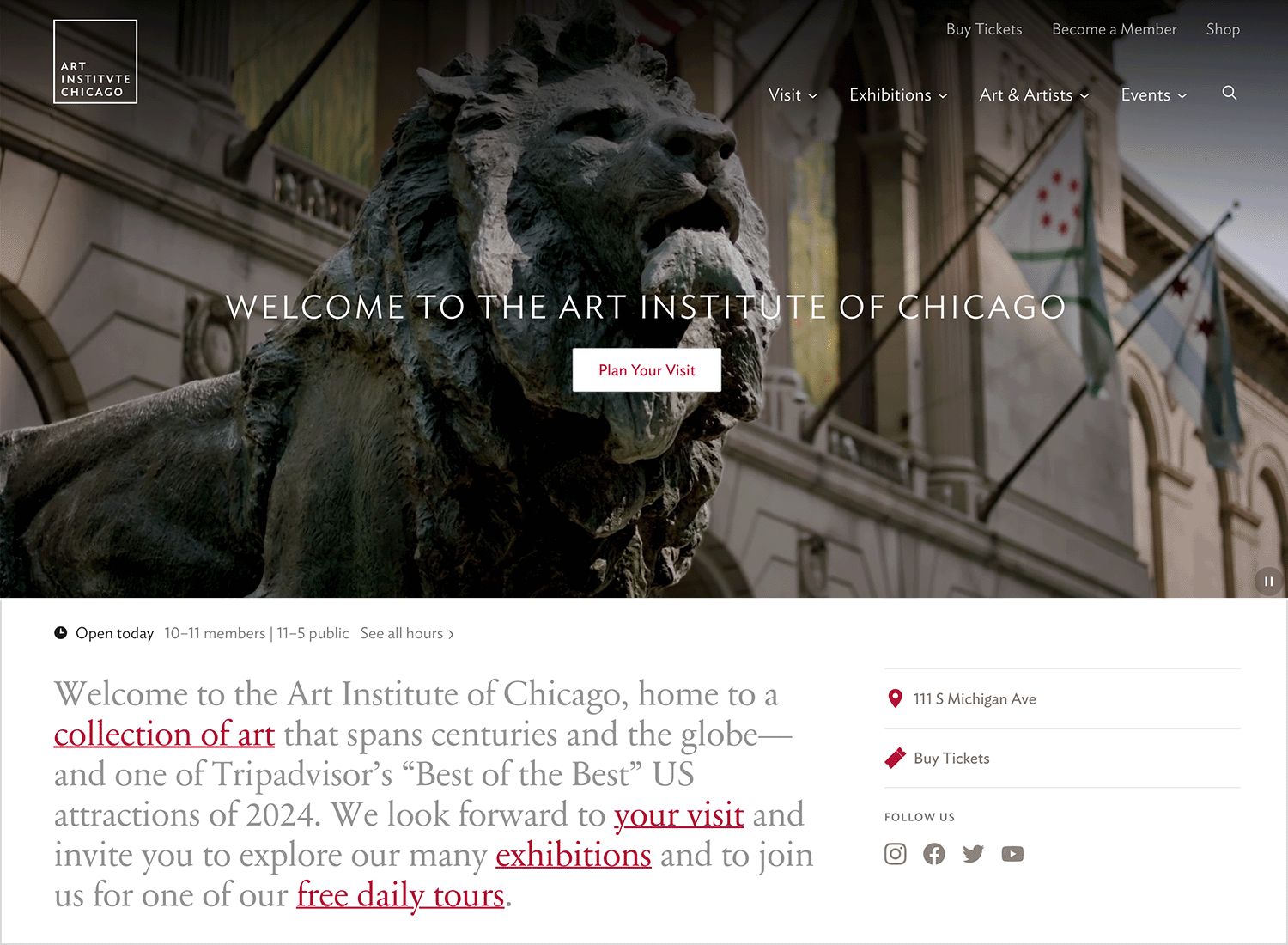 Art Institute of Chicago’s previous fixed-width website design.