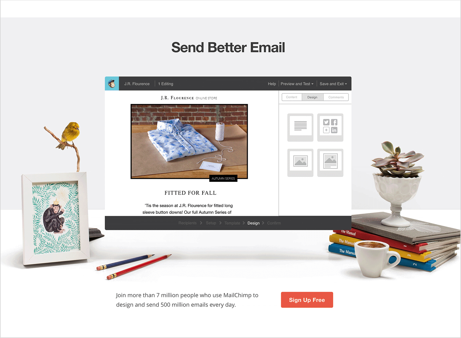 Mailchimp’s old website design featuring a simple, classic layout.