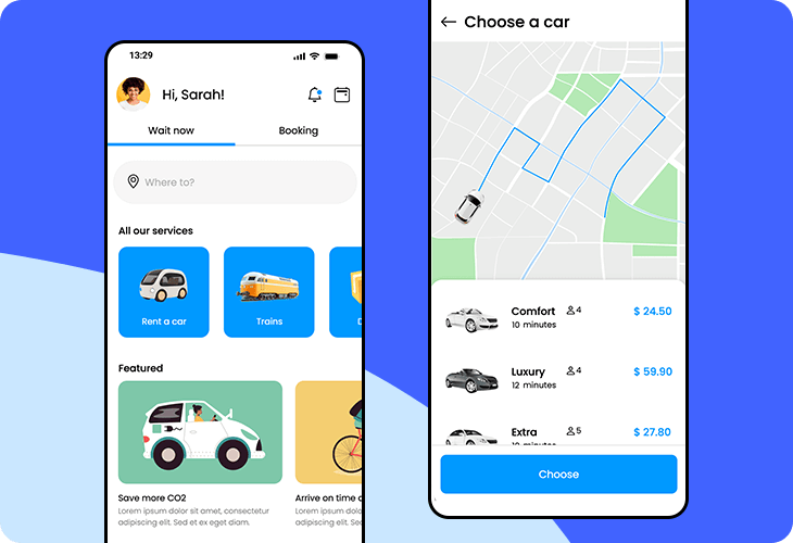 Ride hailing mobile app
