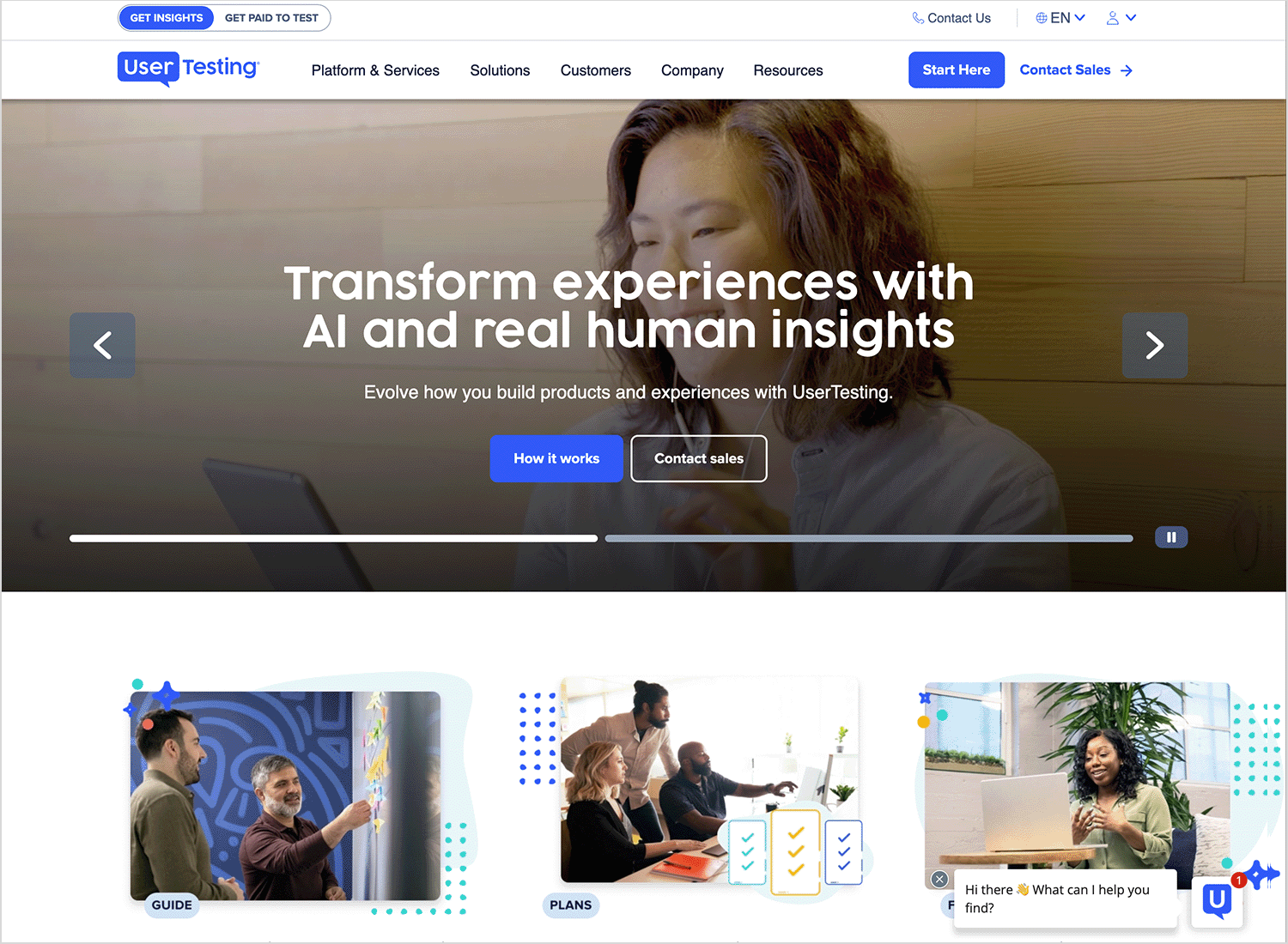  UserTesting’s revamped website with a streamlined, data-centric approach.